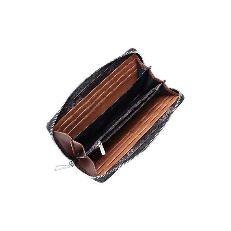 SEPTWOLVES Top Grain Cow Leather Wallets With Money Clip Regular Unisex Black-3