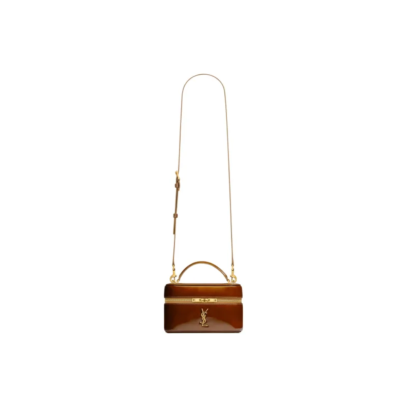 SAINT LAURENT GABY Lambskin Shoulder Bag, Crossbody Bag, Handbag, Makeup Bag Women's Brown-1