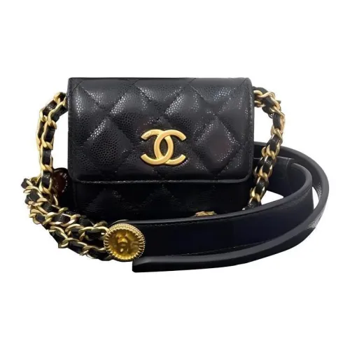CHANEL Grained Embossed Cow Leather Wealth Bag Chain Bag Shoulder Bag Crossbody Bag Women's Black