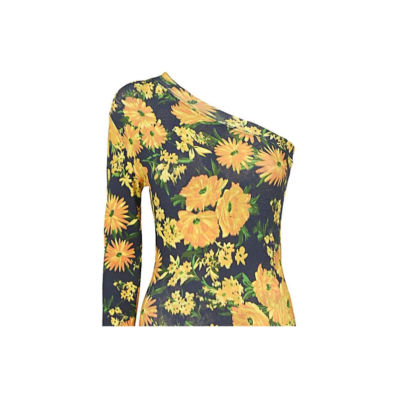 Balenciaga Floral Printed One Shoulder Dress-5