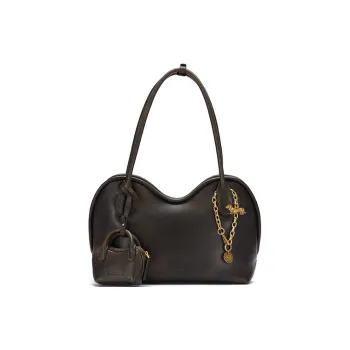 SUGARSU Cow Leather Shoulder Bag Large Size Women's Black/Vintage Brown