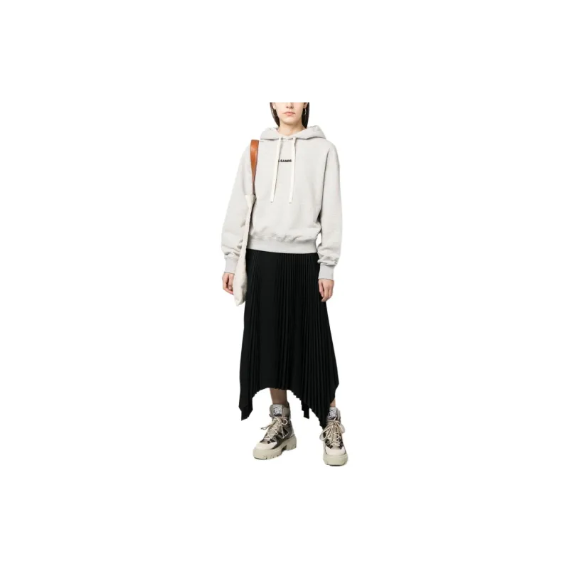 JIL SANDER + Logo Printed Drawstring Hoodie-2