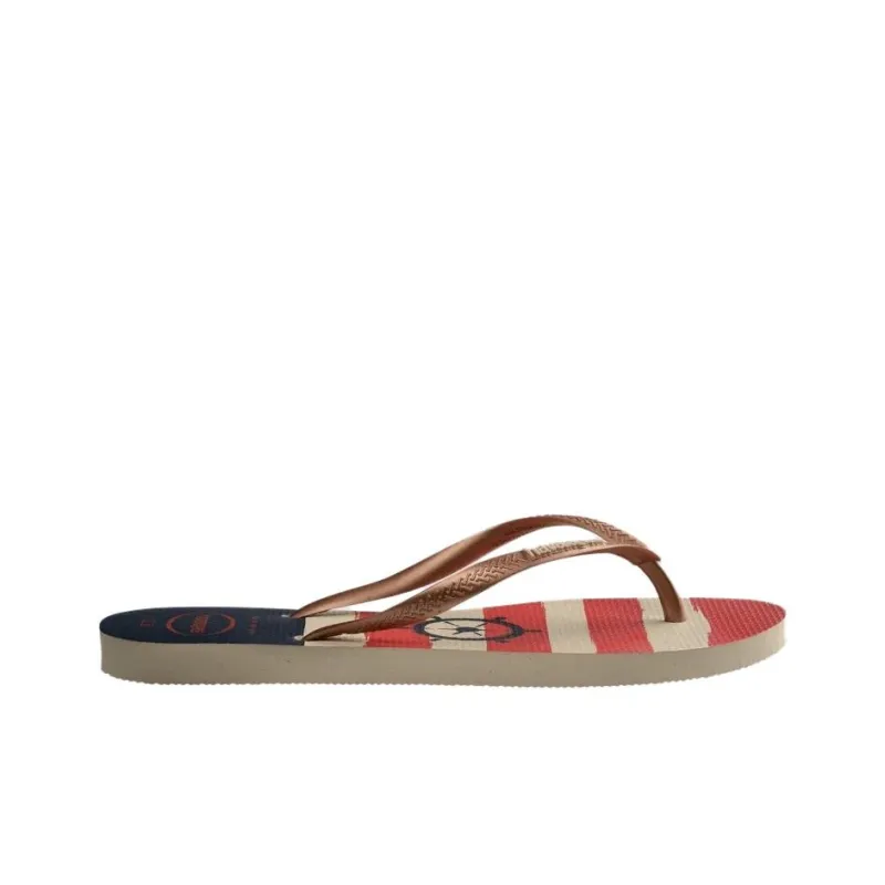 Havaianas Slim Rubber Sole Abrasion-Resistant Flip Flops Women's Rose Gold-1