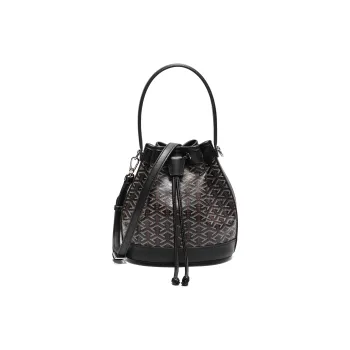 BELLE Cow Leather With Fabric Crossbody Bag Women's Coffee