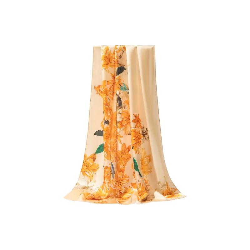 Shanghai Story 100% Mulberry Silk Scarves Women's Summer Solstice Listening To Lotus, Gift Box Set-13