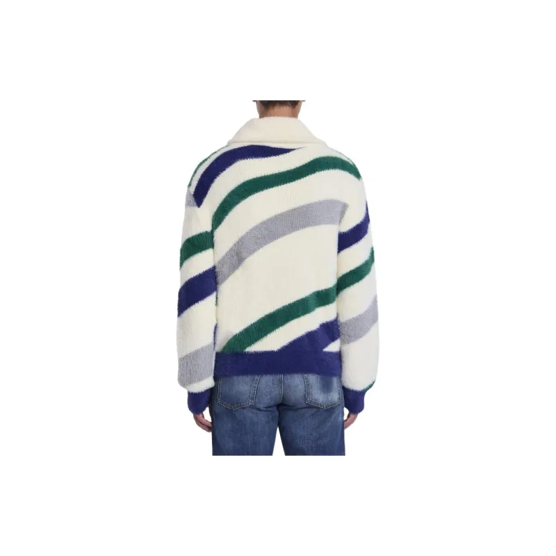 CASABLANCA Furry Striped Zip Up Jumper-1