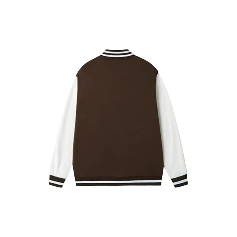 361° Basketball Collection Baseball Jacket Unisex Dark Brown Coffee/Yu White-1