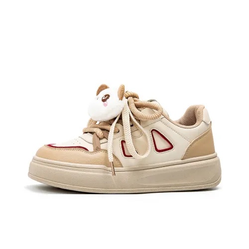 OMS Skateboard Shoes Women's Low-Top Beige Khaki