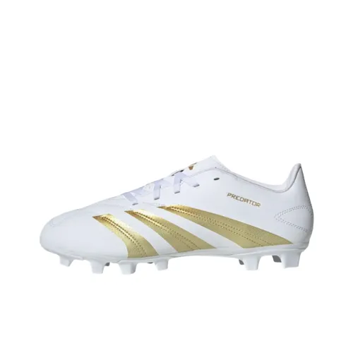 Adidas Predator CLUB FG Rubber Long Studs Soft Ground Anti Slip Wear Resistant Soccer Shoes Unisex White Gold