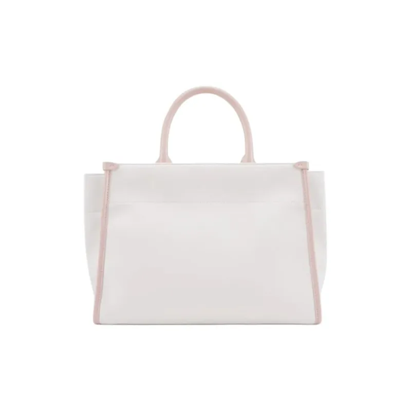 Lanvin Cow Leather Tote Bag, Shopping Bag, Shoulder Bag, Crossbody Bag, Handbag Large Size Unisex Beige & Pink-3