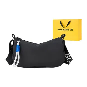 BOSTANTEN Fabric Crossbody Bag Shoulder Bag Regular Unisex Black/Ecru