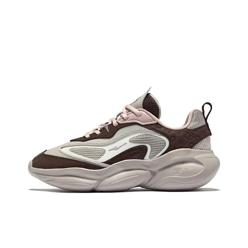 Erke Wear-resistant And Lightweight Low-Top Casual Shoes Women's Pearl Milk Tea Coffee-0