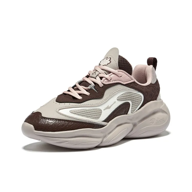 Erke Wear-resistant And Lightweight Low-Top Casual Shoes Women's Pearl Milk Tea Coffee-2