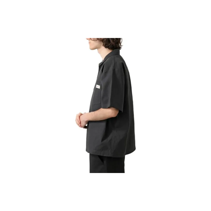 MARNI Workwear Gabardine Short Sleeve Zip Polo-4