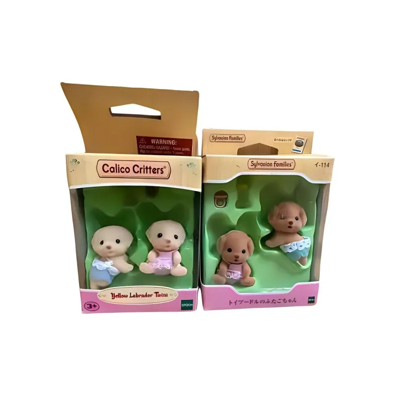 Sylvanian Families Old Version Poodle Twins Dolls Plush Doll Small Size Tall-2