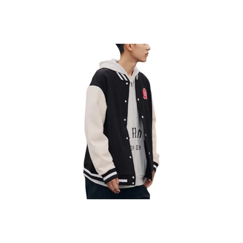 361° Basketball Collection Baseball Jacket Unisex Super Black/Feather White-4