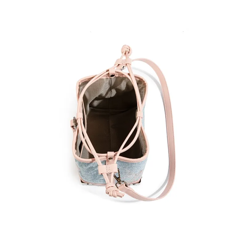 MACKJANICE PU Shoulder Bag Regular Women's Blue And White Embroidery Powder-4