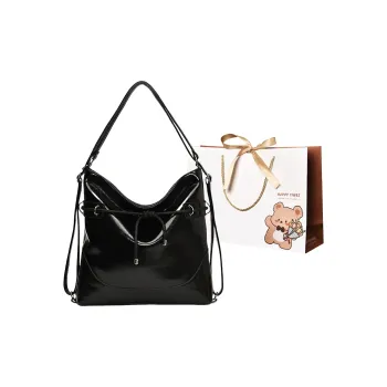 ERANGBEAR PU Crossbody Double Shoulder Shoulder Bag Women's Black/Brown/Khaki