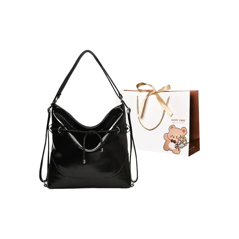 ERANGBEAR PU Crossbody Double Shoulder Bag Women's Black/Brown/Khaki-0