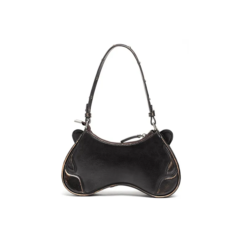 SUGARSU Cow Leather Handbag, Shoulder Bag Medium Size Women's Black/Dark Brown/Silver/Purple/Bright Pink-6