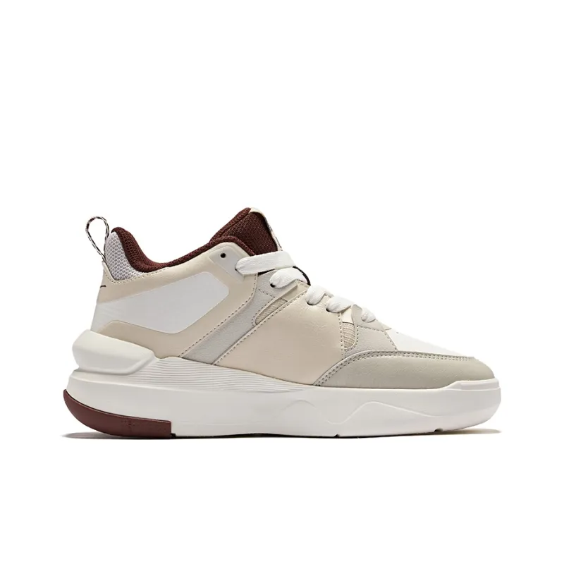 Erke Awakening 2 Anti Slip Wear Resistant High Top Skateboard Shoes Women's Microcrystal White Warm Linen-1