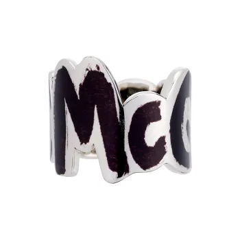 Alexander McQueen Logo Engraved Cut Out Ring