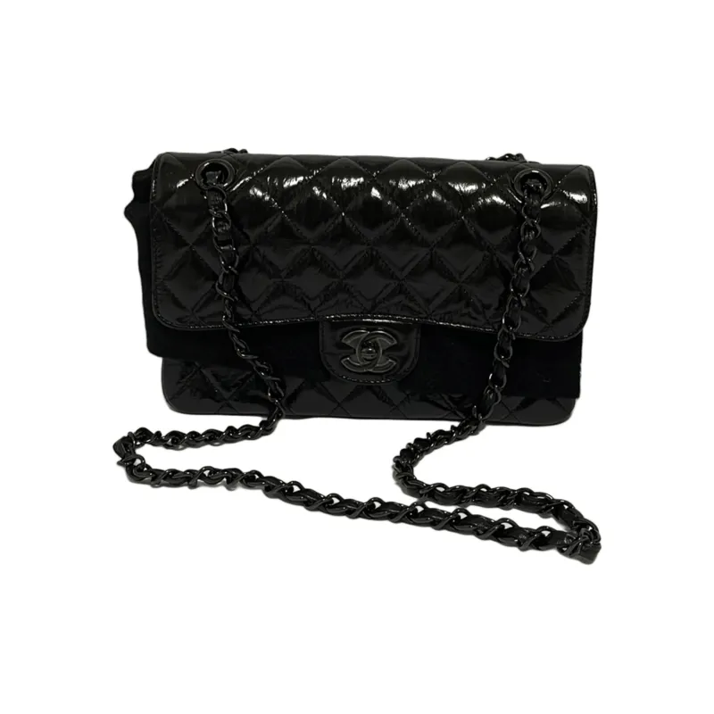 CHANEL Classic Flap CFSo Black Waxed Leather Flap Bag, Shoulder Bag, Crossbody Bag, Handbag Trumpets Women's Black-0
