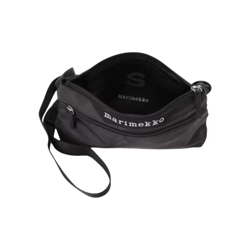 Marimekko Polyester Crossbody Bag Shoulder Bag Small Size Women's Black & Dark Gray-3
