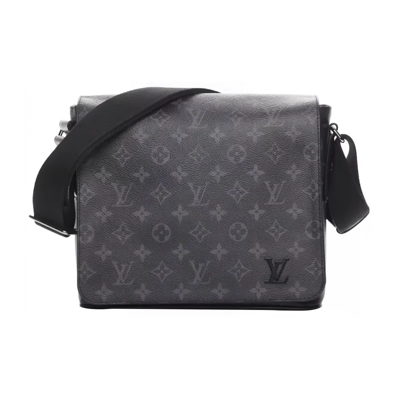 LOUIS VUITTON Messenger Coated Canvas Shoulder Bag Crossbody Bag Small Size Men's Black-0