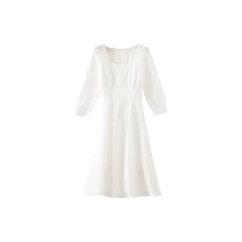 Late White Long Sleeved Dresses Women's White
