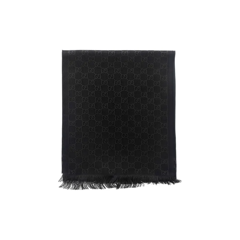 GUCCI Knit Scarves Unisex Black Gray Color-1
