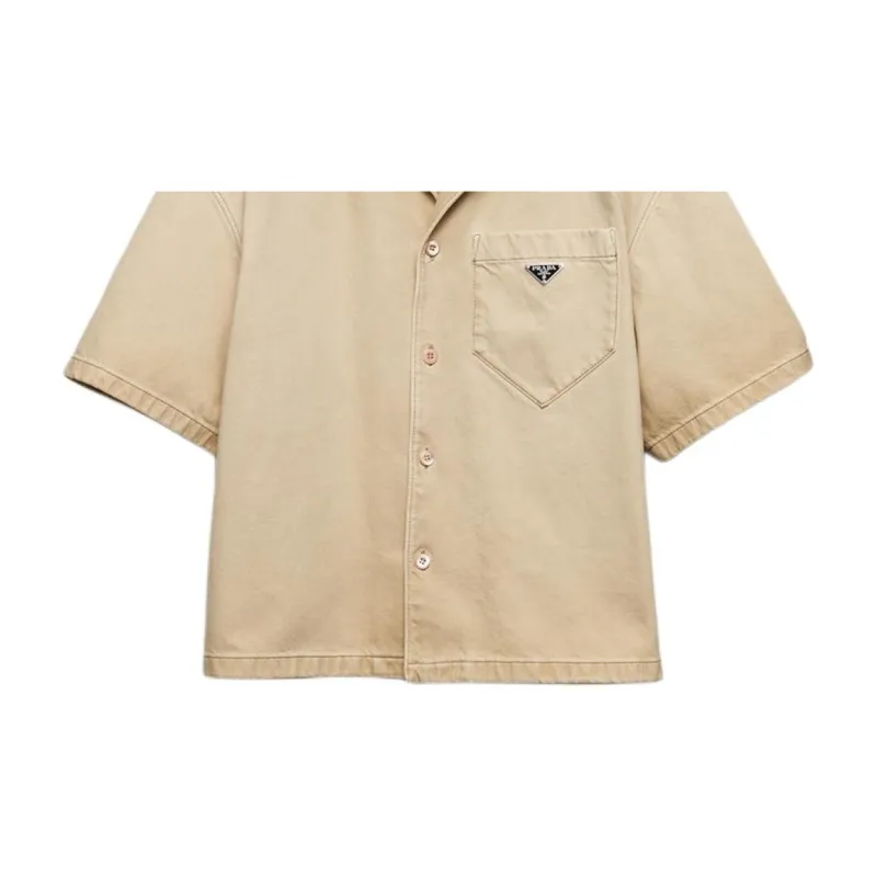 PRADA Short Sleeved Shirt In Worn Bull Denim Shirt Men's Natural-5