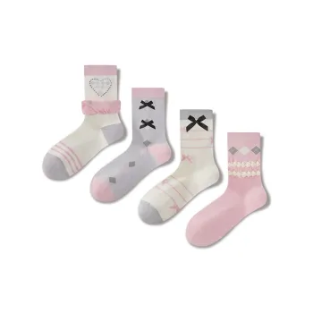 JIAZINI Mid Calf Socks Women's 4 Pack