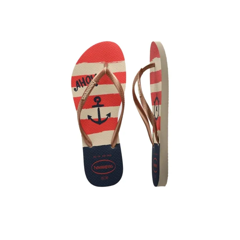 Havaianas Slim Rubber Sole Abrasion-Resistant Flip Flops Women's Rose Gold-4