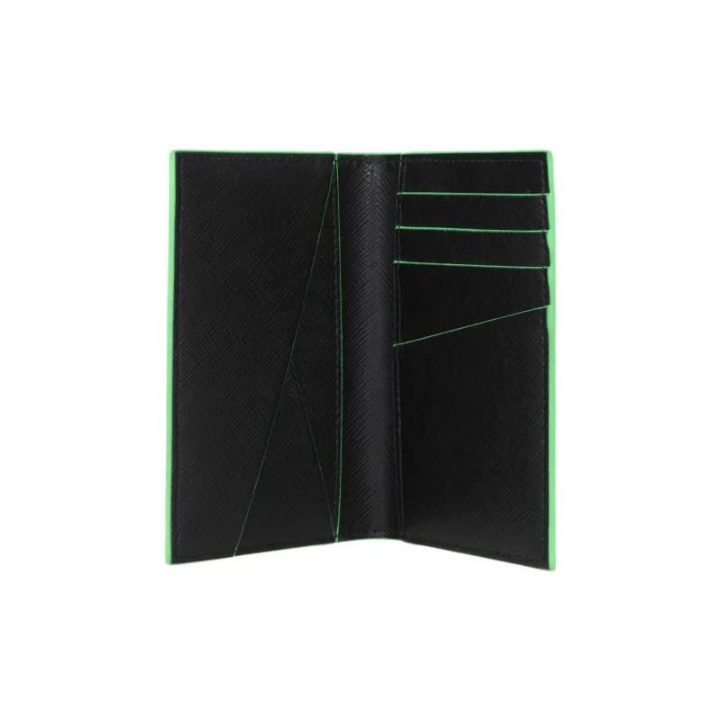 OFF WHITE Leather Card Holder Men's Black & Green-2