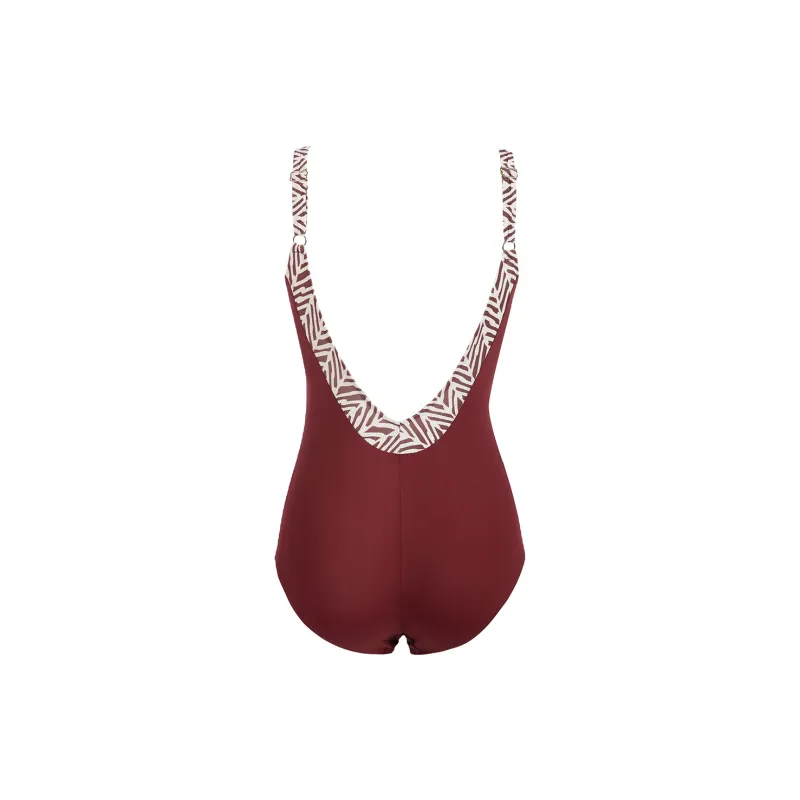 Selmark One piece Swimsuit Women's Burgundy-1