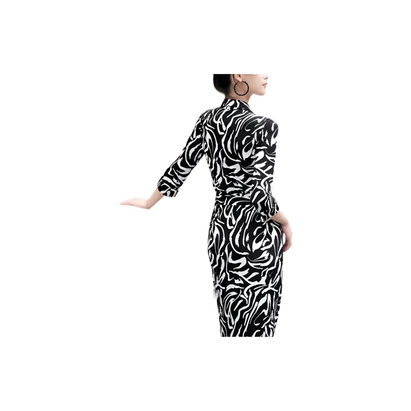 BESIONIA SS24 Short Sleeved Dresses Women's Black White-5