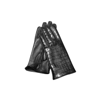 MICHAEL KORS Crocodile Embossed Leather Gloves
