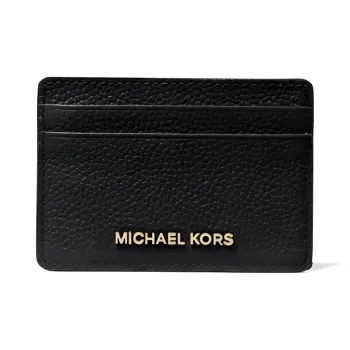 MICHAEL KORS Litchi Grain Leather Card Holder Women's Black