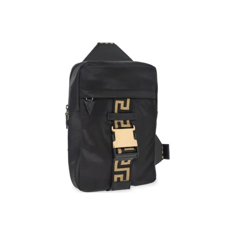 VERSACE Cow Leather Sling Bag Men's Black-1