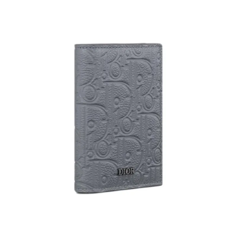 DIOR Calfskin Card Holder Men's Dark Gray-1