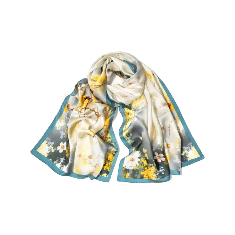 Shanghai Story 100% Mulberry Silk Scarves Women's Summer Solstice Listening To Lotus, Gift Box Set-21