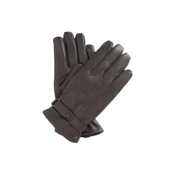 BARBOUR Leather Knit Gloves Unisex Brown