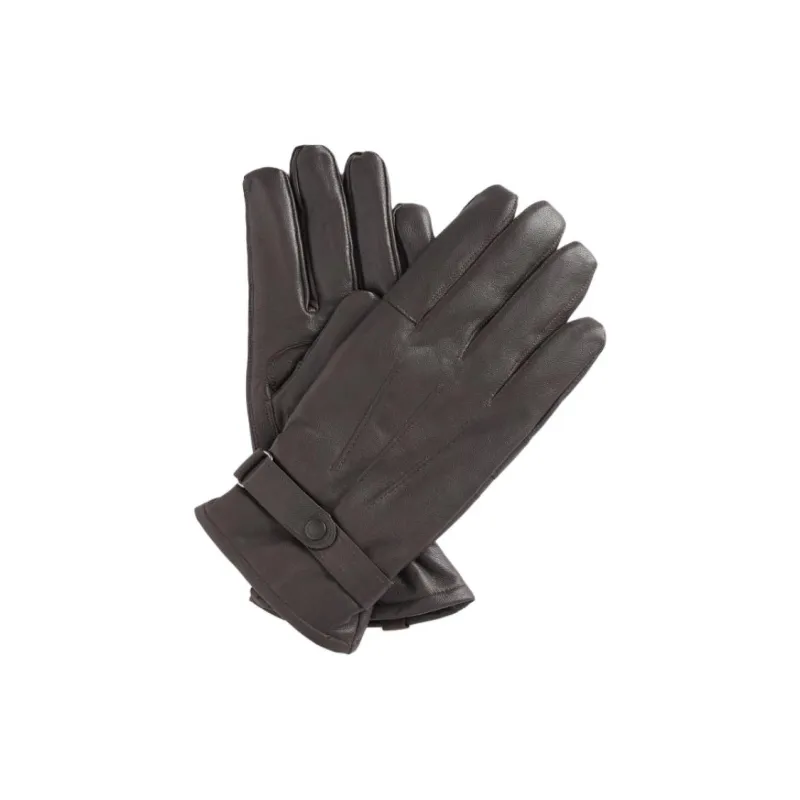 BARBOUR Leather Knit Gloves Unisex Brown-0
