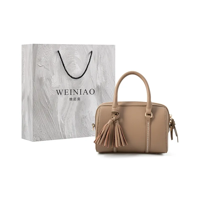 Vigno Synthetic Leather Handbag One Shoulder Crossbody Regular Women's Khaki/Brown/Black-0