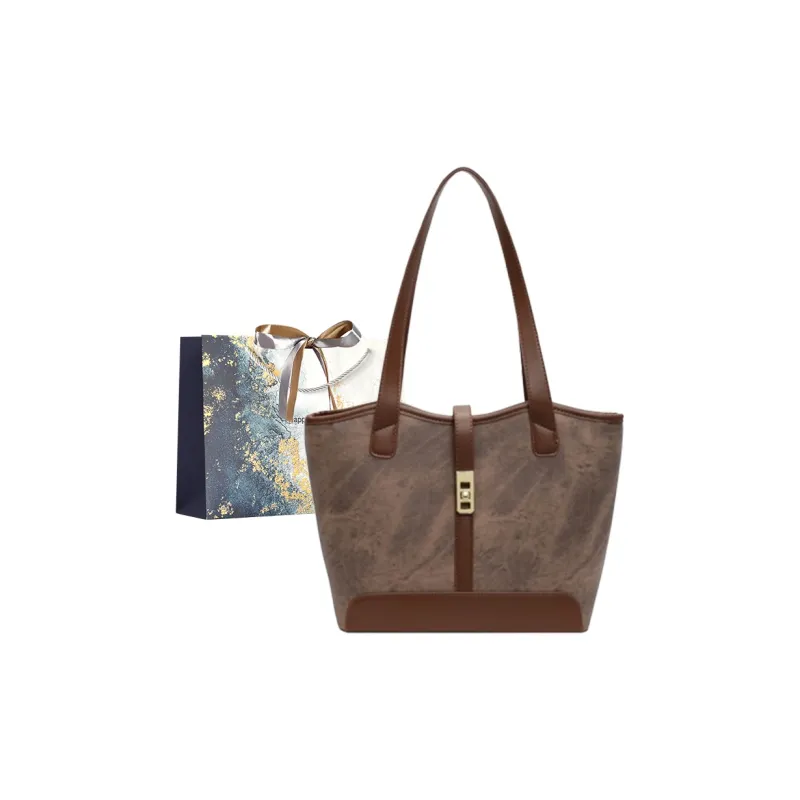 Iman's House PU Tote Bag Shoulder Bag Regular Women's Ecru/Dark Tea/Blue/Coffee-18