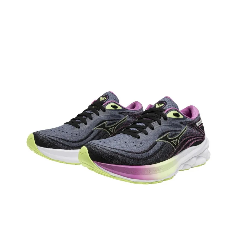 Mizuno Slip Resistant Low Top Casual Running Shoes Women's Black Purple-3