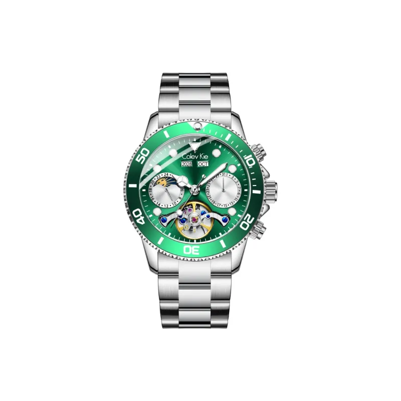 Colev Kie Automatic Mechanical Movement Steel Strap Men's Watches Green Dial-0