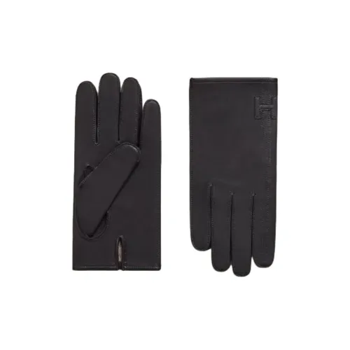 HERMES Agnot Glaze Gloves Men's Black