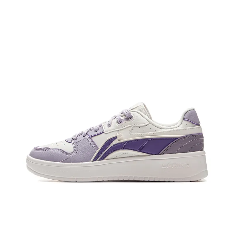 LiNing Acer Truncatum Coverage Lightweight And Breathable Low Top Skateboard Shoes Women's White Purple-0